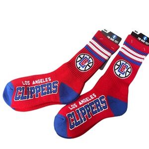 For Bare Feet Crew Socks Unisex 6-11 W 5-10 M LA Clippers NBA Athletic